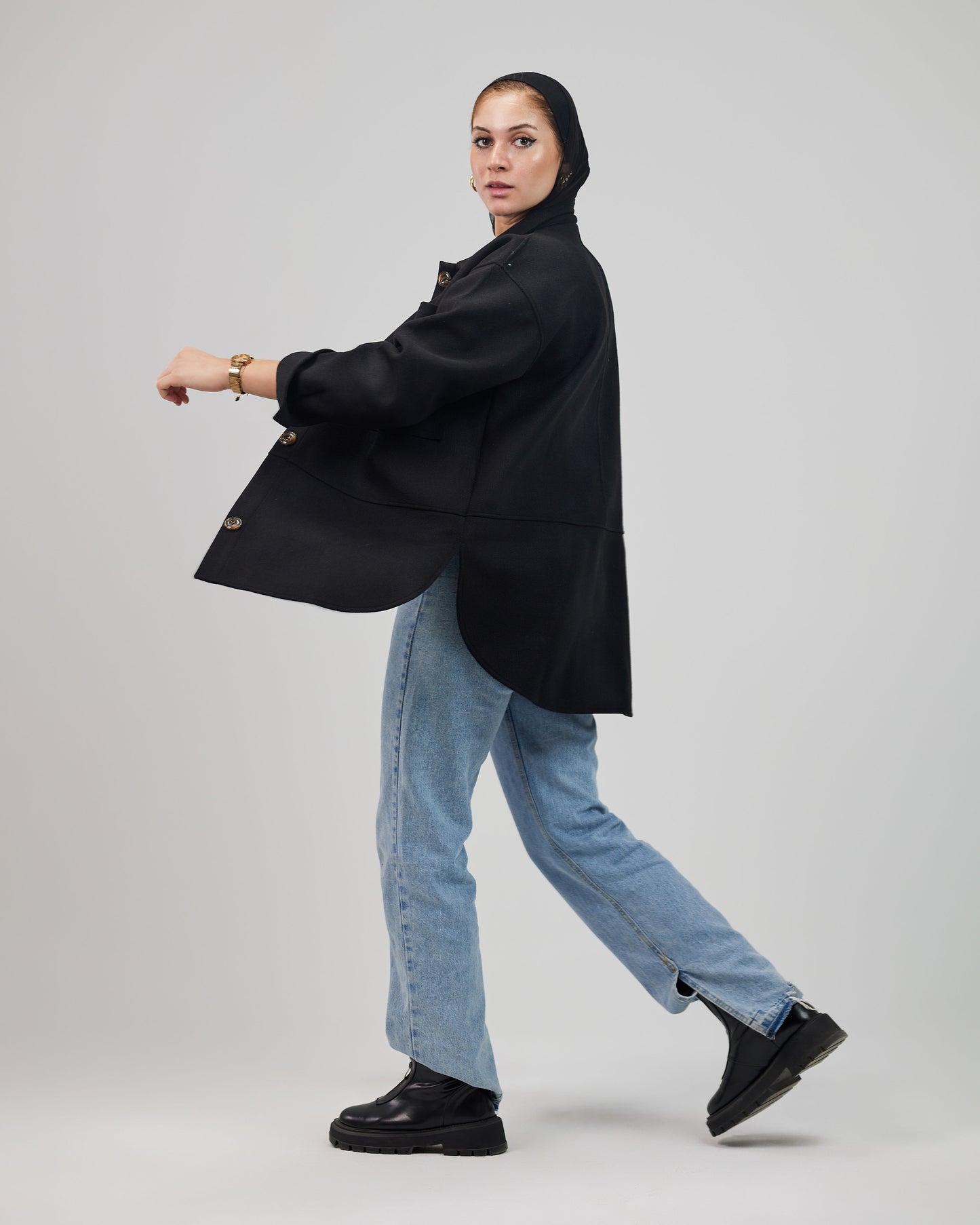 Wool Overshirt Jacket Black