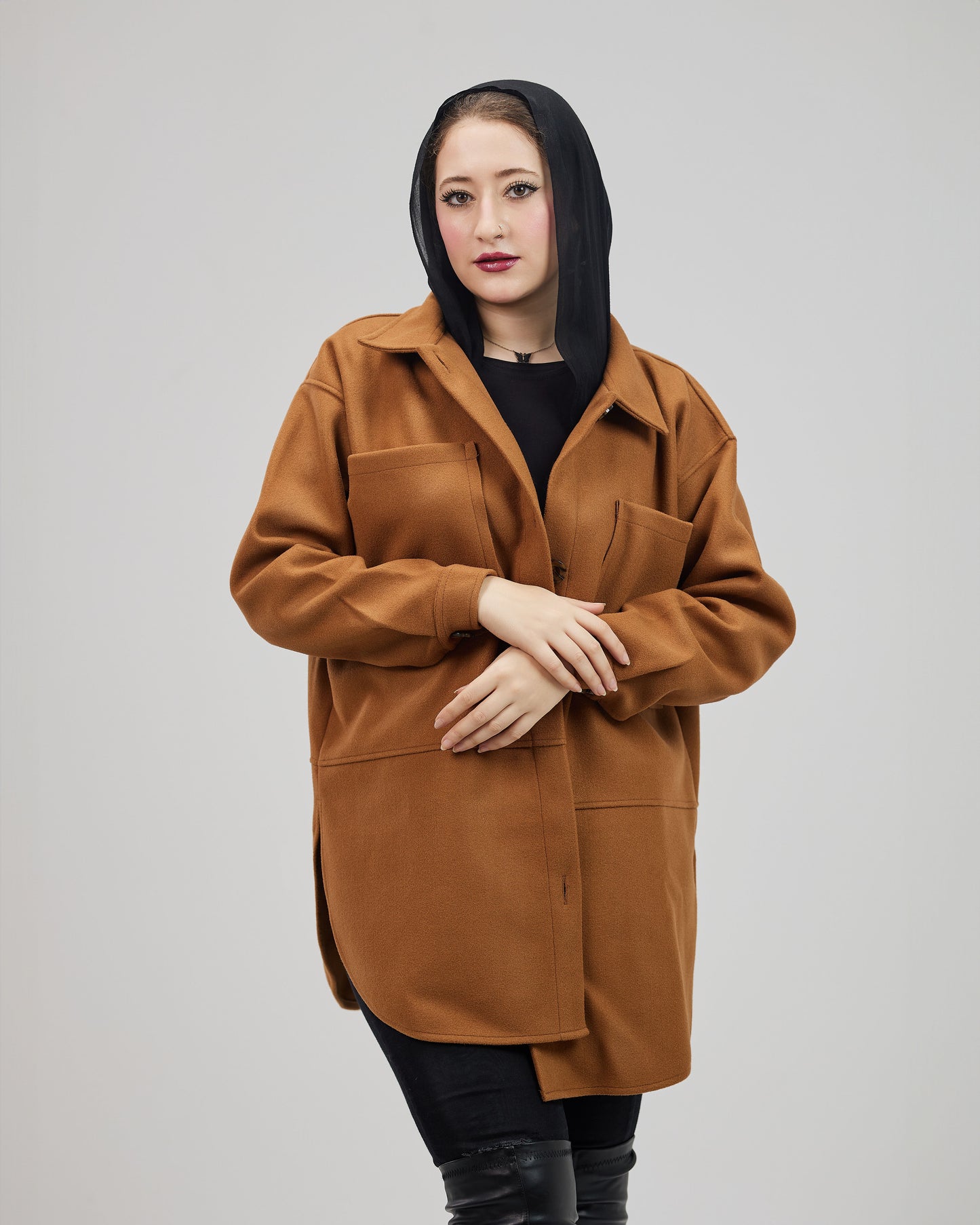 Wool Overshirt Jacket Brown