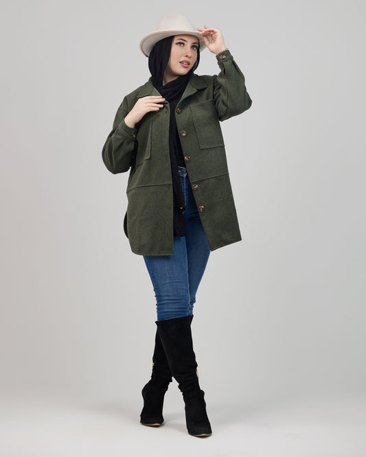 Wool Overshirt Jacket Green