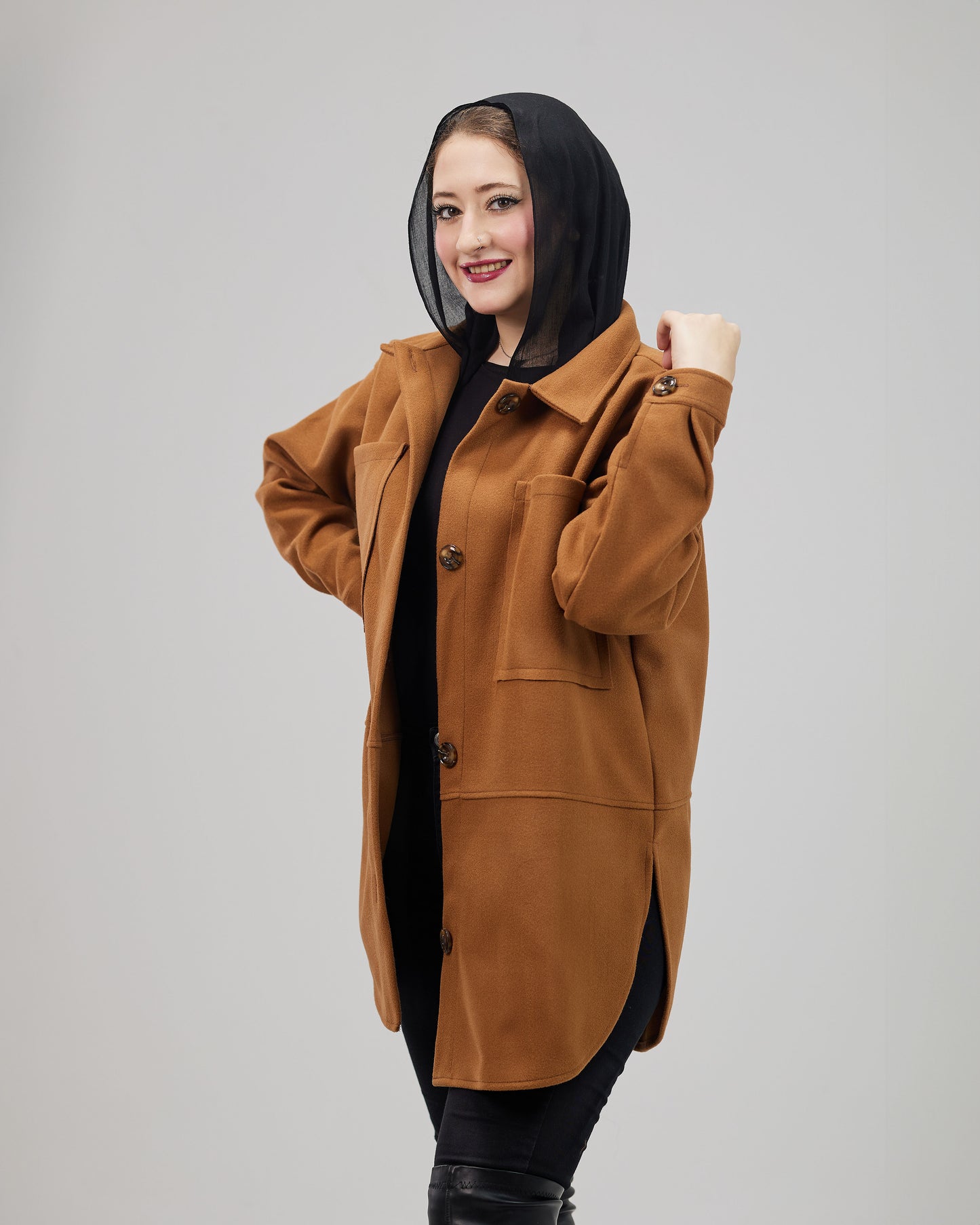 Wool Overshirt Jacket Brown