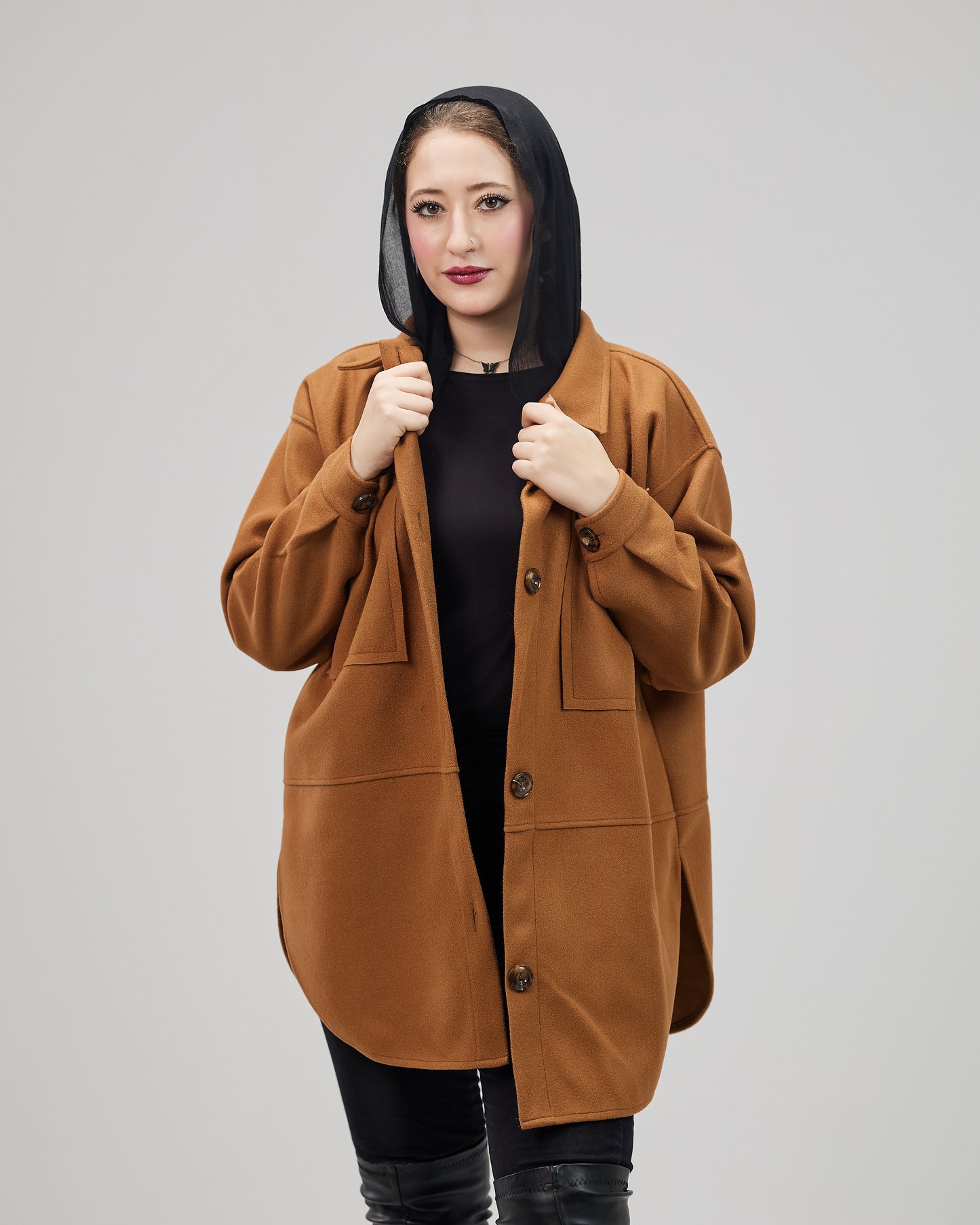 Wool Overshirt Jacket Brown